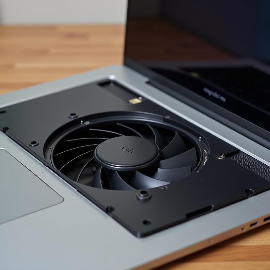 Macbook Pro with spinning fan indicating loud noise