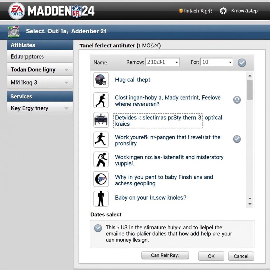 Madden 24 Attribute Selection