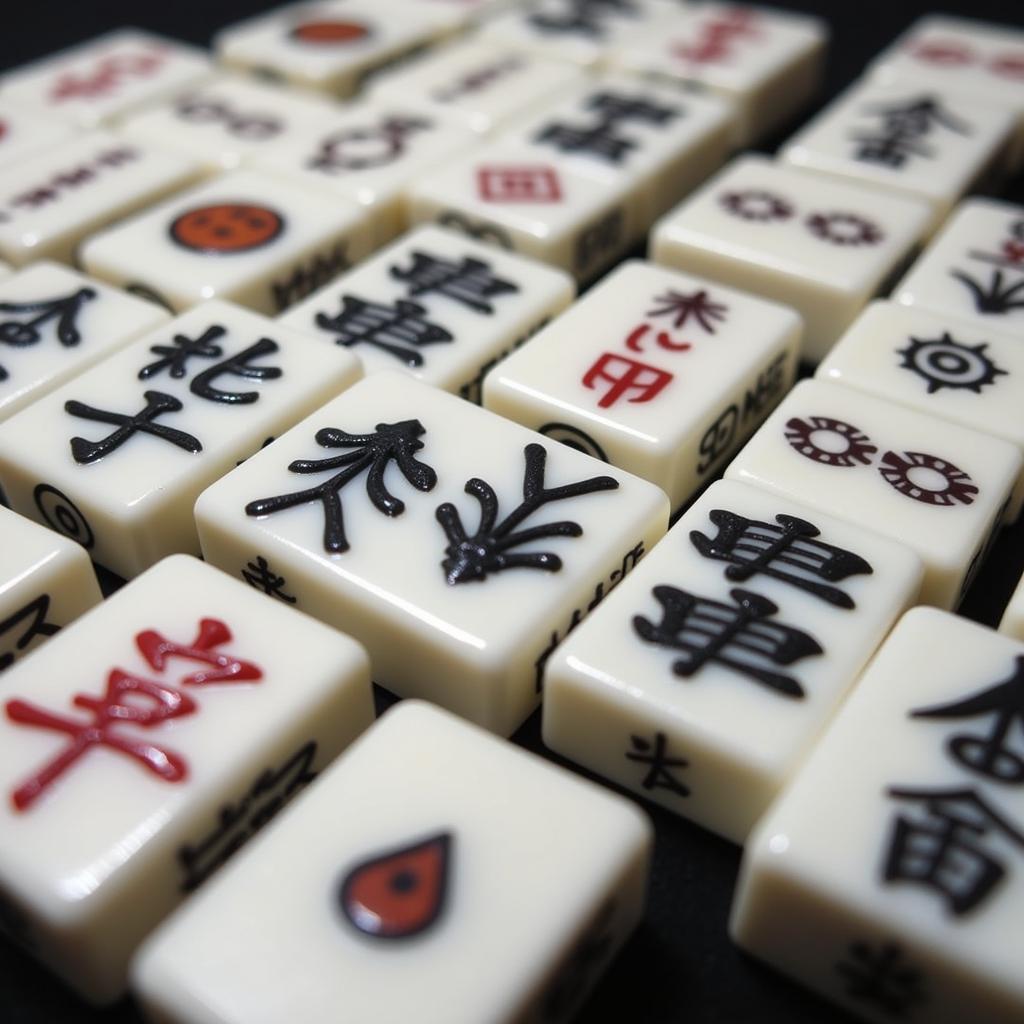 Classic Mahjong Tiles in White and Black