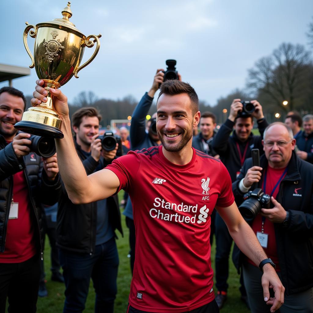 Man of the Match receives his award