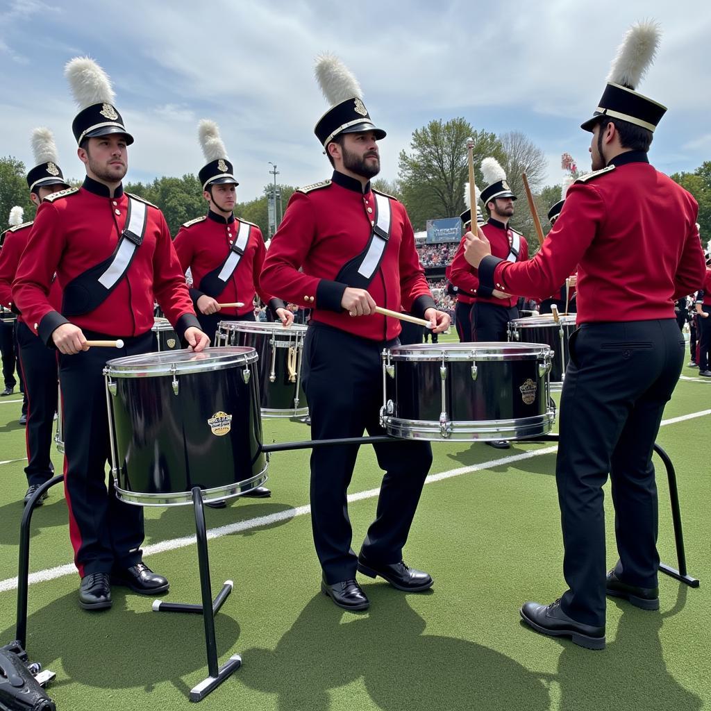 Marching Band Performance with Percussion Stands