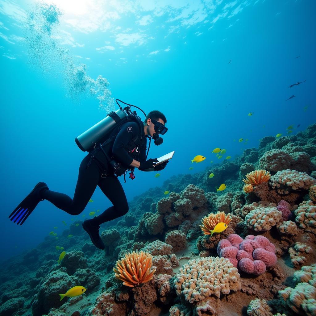 Marine Biologist Studying Coral Reef