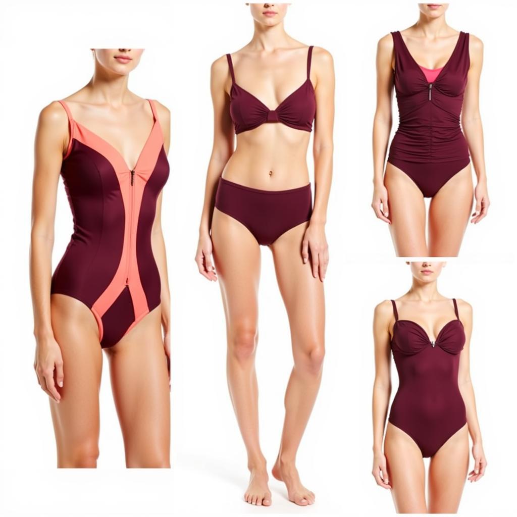 Different Styles of Maroon Bathing Suits