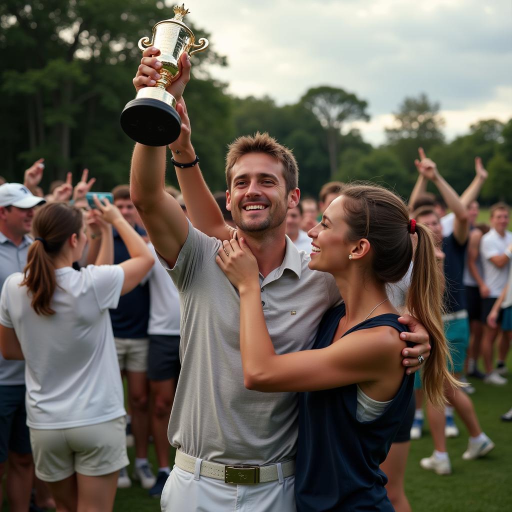 Matt and Maggie celebrating a victory on the field