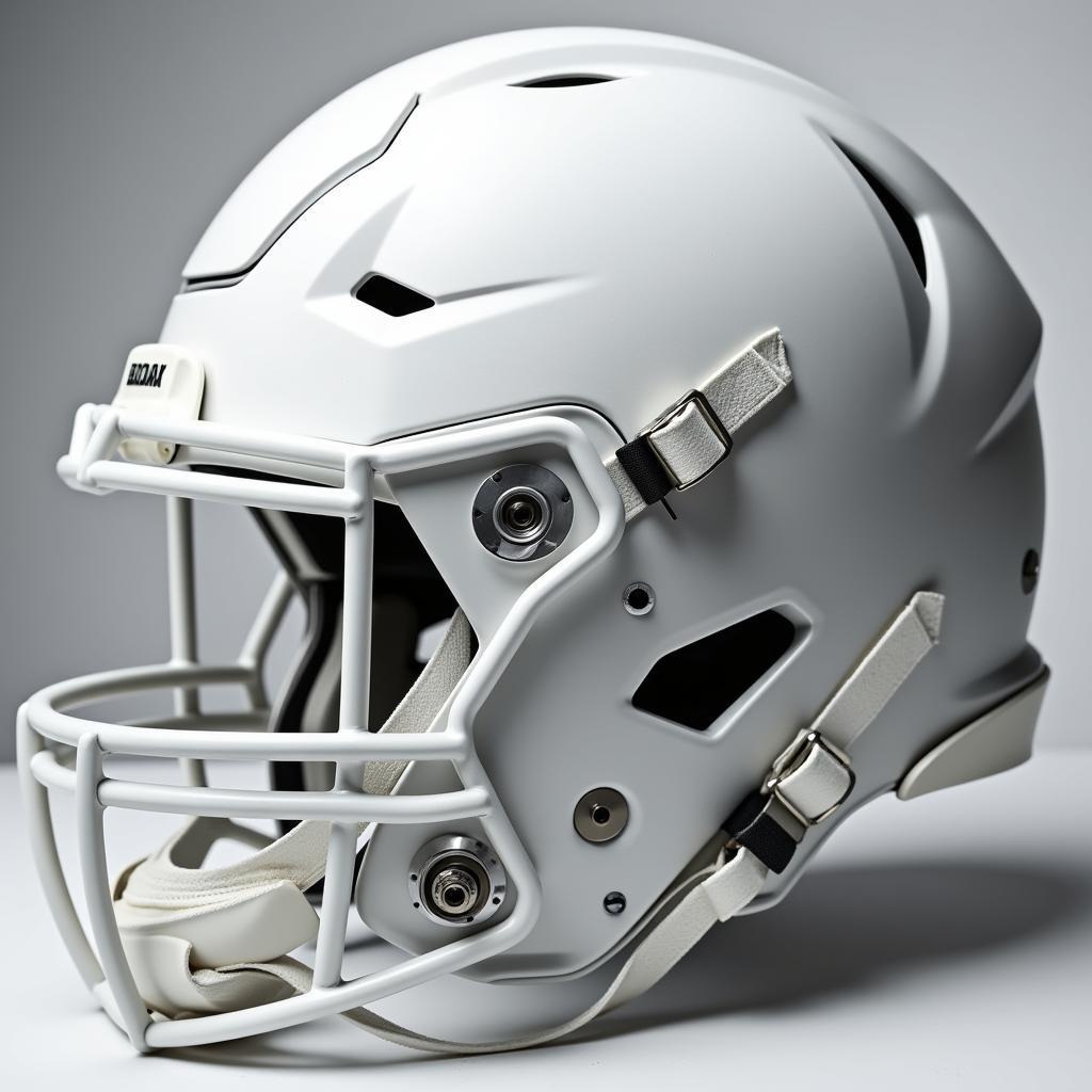 Close-up of a Matte White Football Helmet