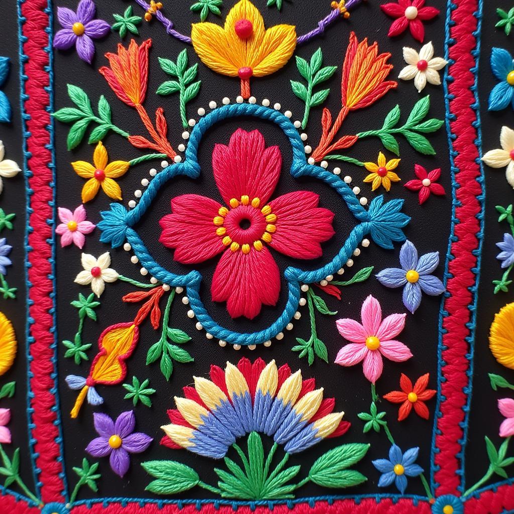 Close-up of a traditional Mexican embroidered dress