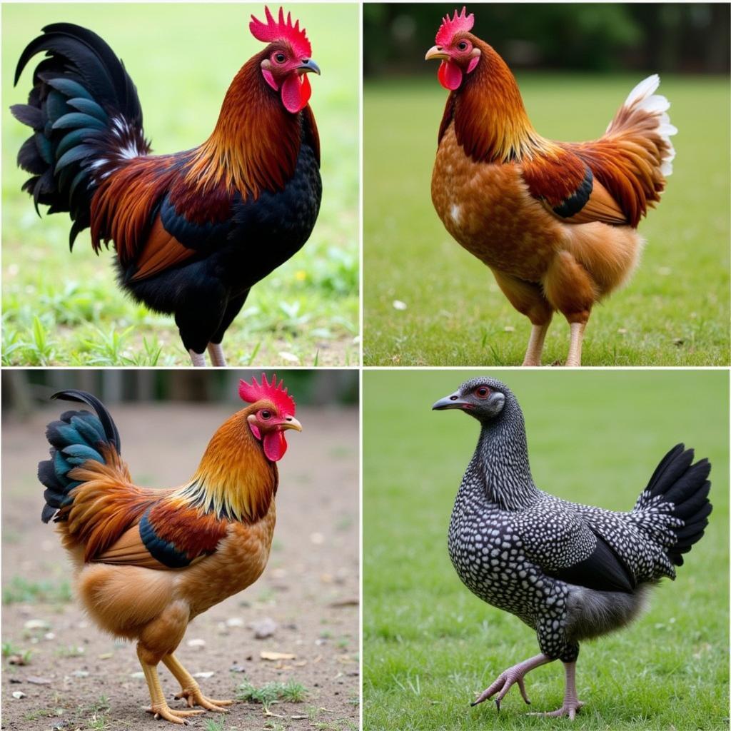 Various Modern Game Chicken Breeds