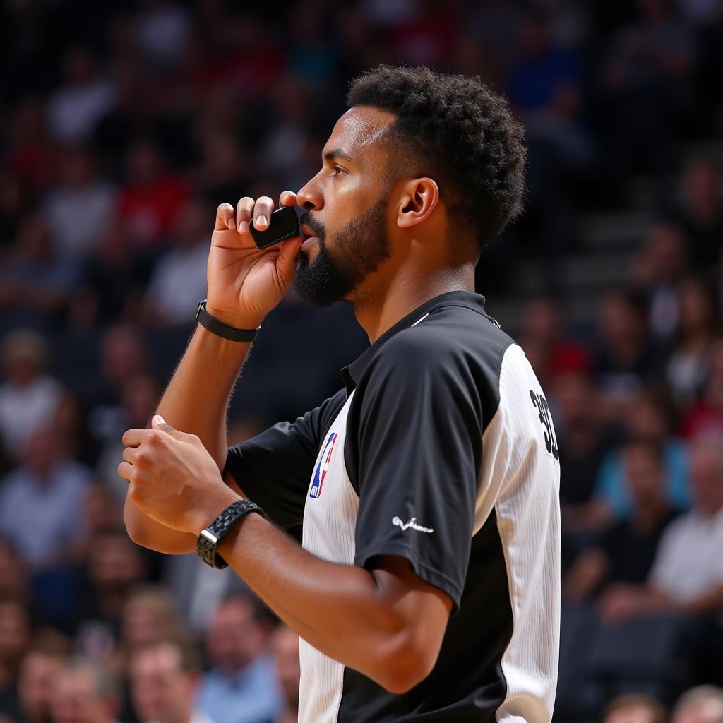 NBA Referee Blowing Whistle