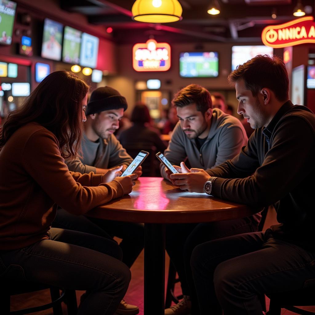 Fans using their phones to engage in online sports chat