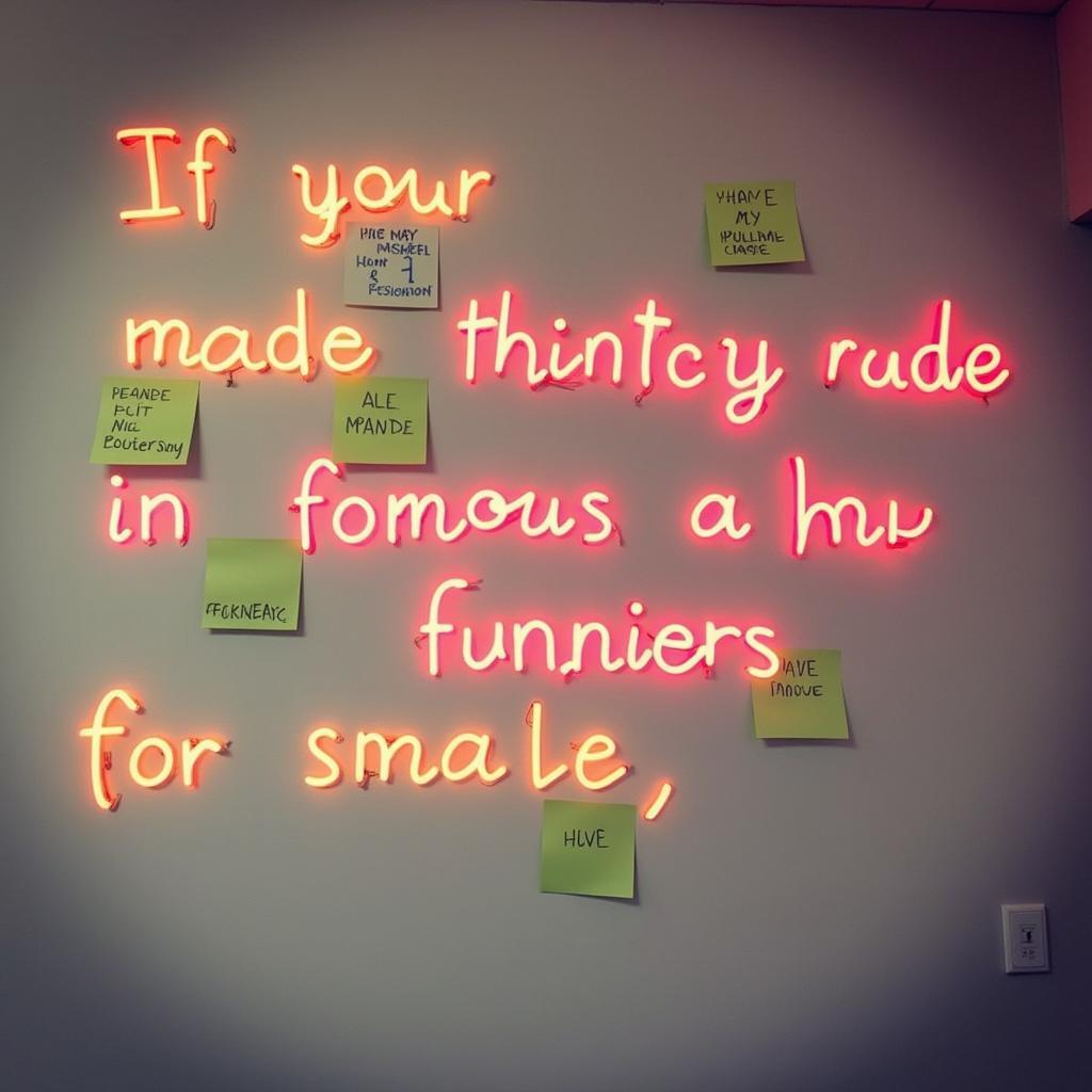 A movie quote recreated using neon post-it notes