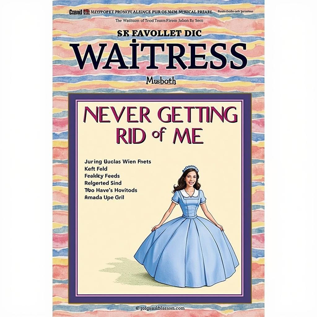 Sheet music cover for "Never Getting Rid of Me" from the musical Waitress