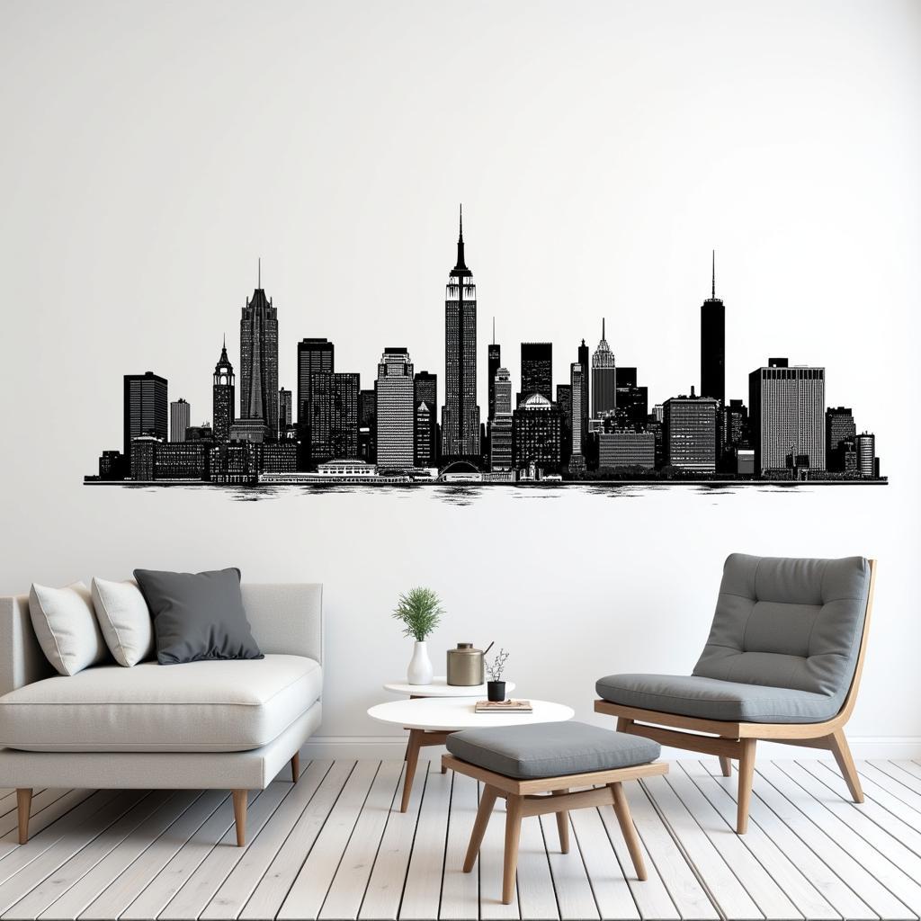 New York City skyline wall decal