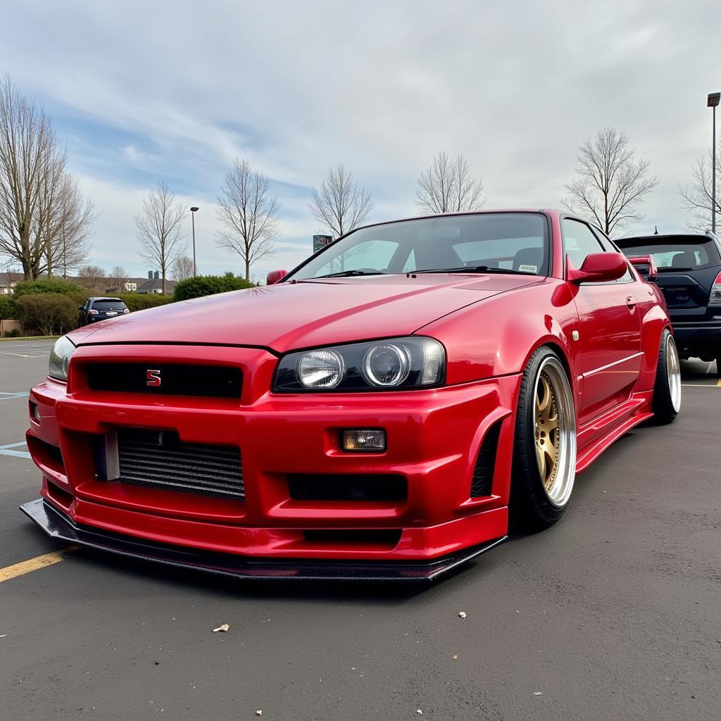 Nissan Skyline R34 with Wide Body Kit - Front View