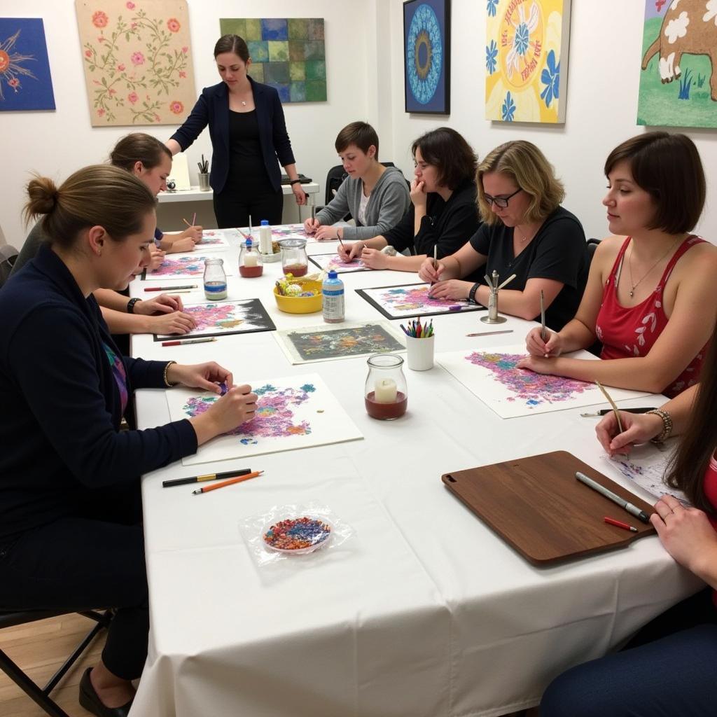 An art workshop taking place at the Nucleus Arts Centre