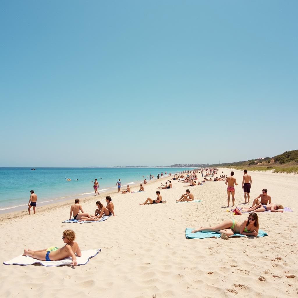 People sunbathing nude on a beach