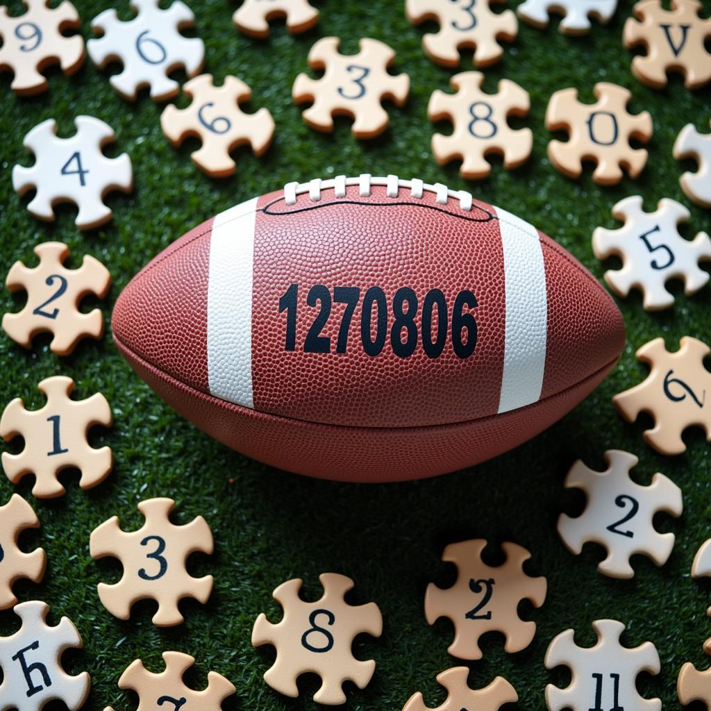 Football with Number Puzzle Pieces