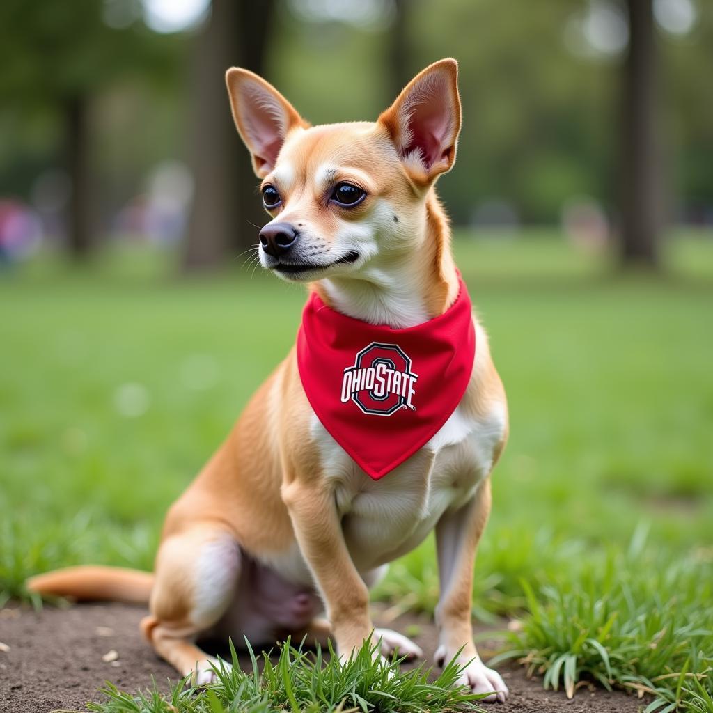 Dog with Ohio State Bandana