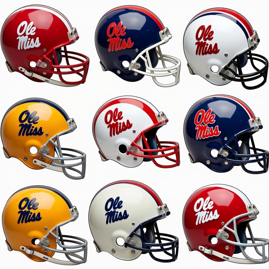 Evolution of Ole Miss Rebels football helmets throughout the years