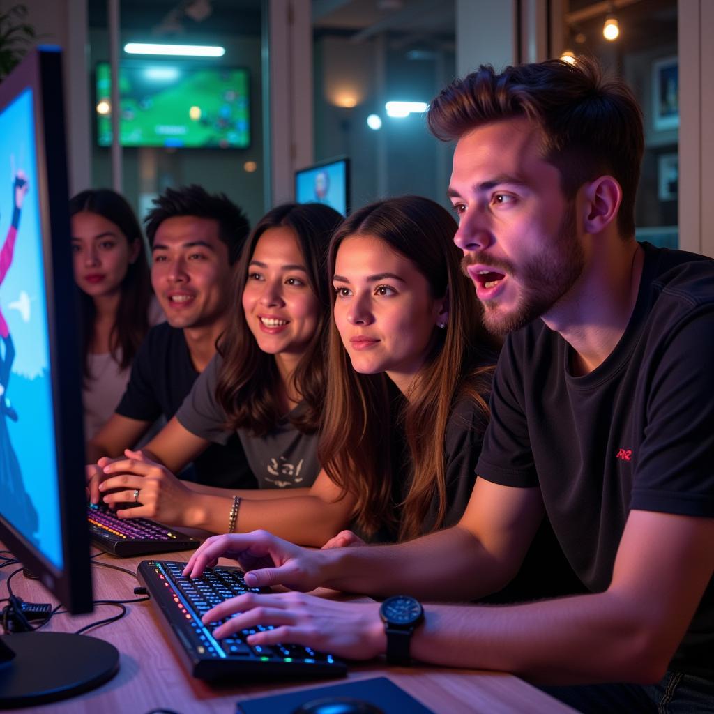 Group of friends enjoying unblocked dirtbike games together.