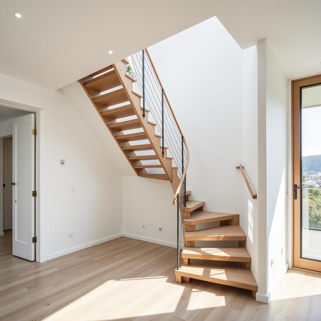 Modern Living Room with Open Staircase