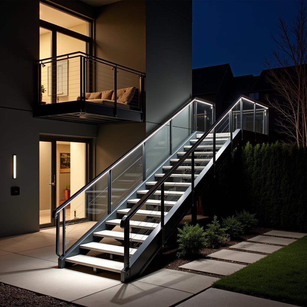 Modern Metal Outdoor Apartment Stairs Design