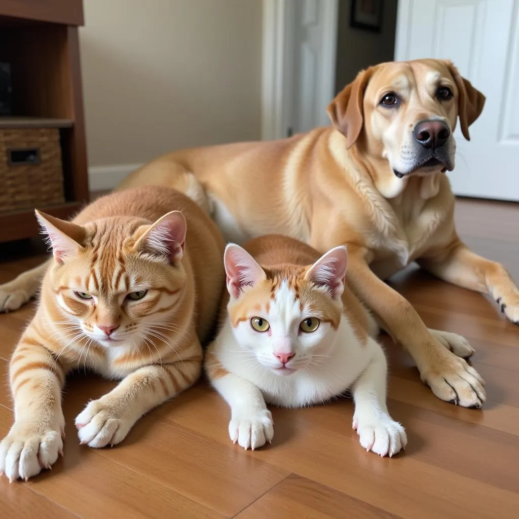 Overweight Cat and Dog