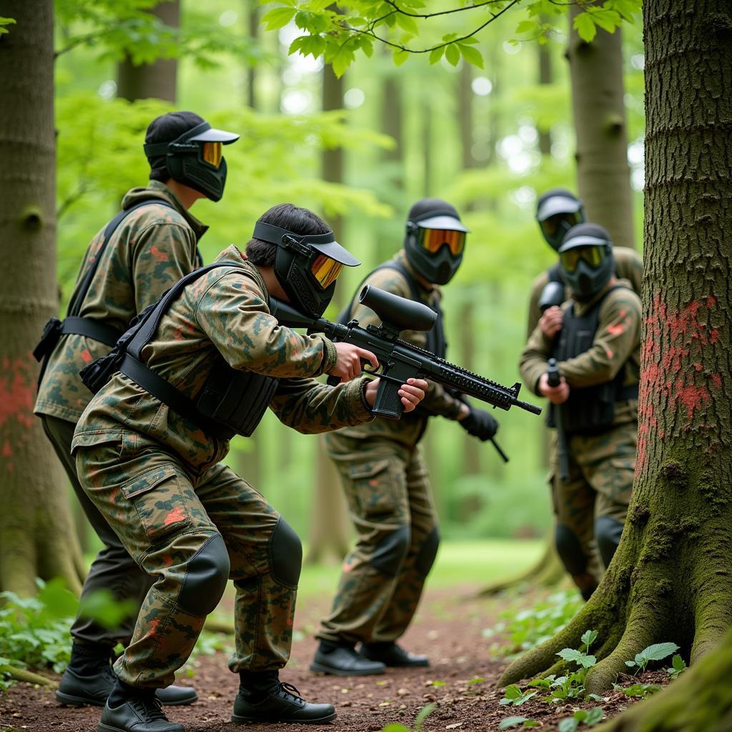 Paintball team game experience in Northern Ireland's forest