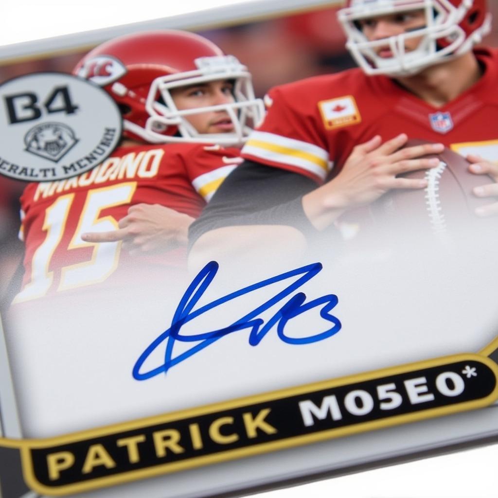 Close-up of a Patrick Mahomes Autographed Panini Card