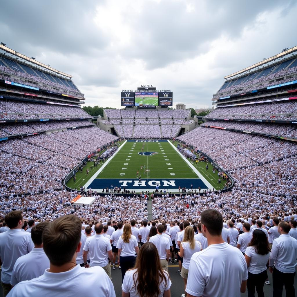 A Panoramic View of Beaver Stadium During a White Out Game