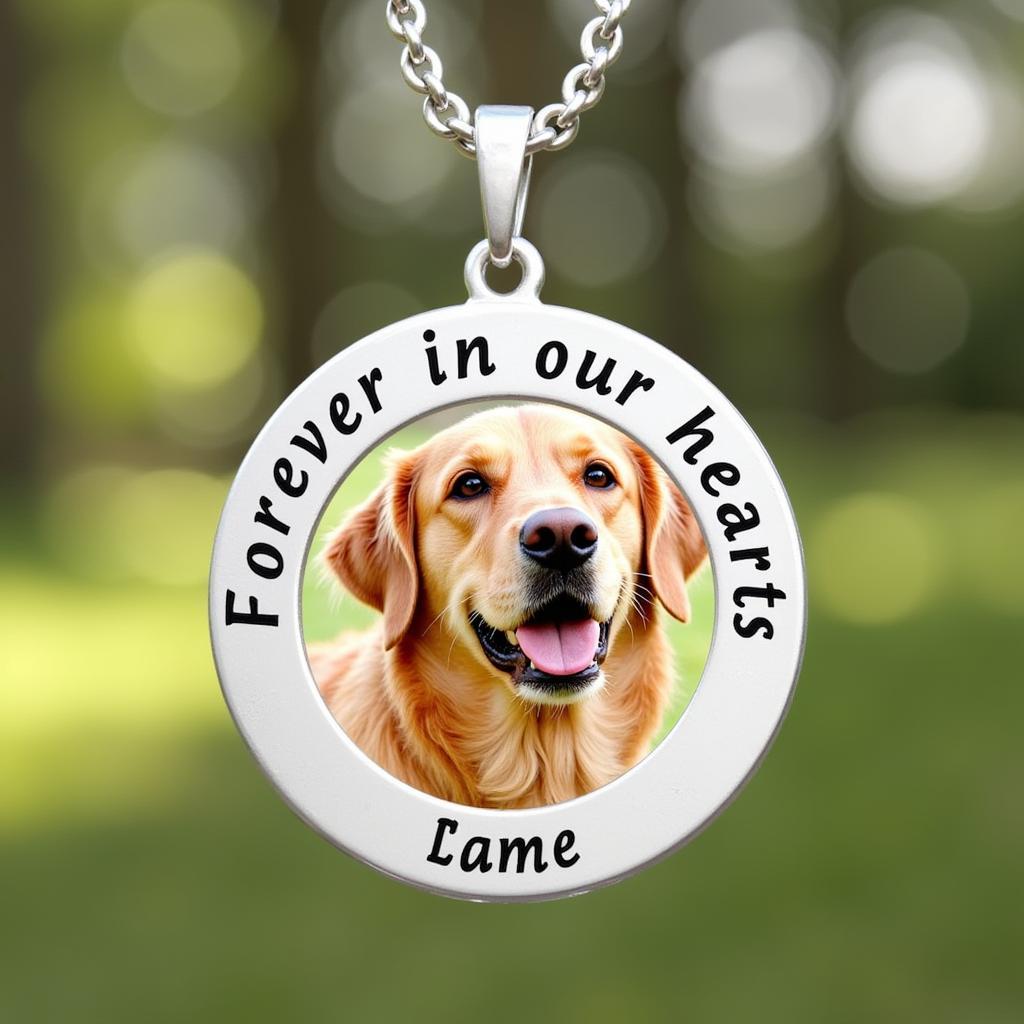 Personalized wind chimes featuring a pet's photo and name.