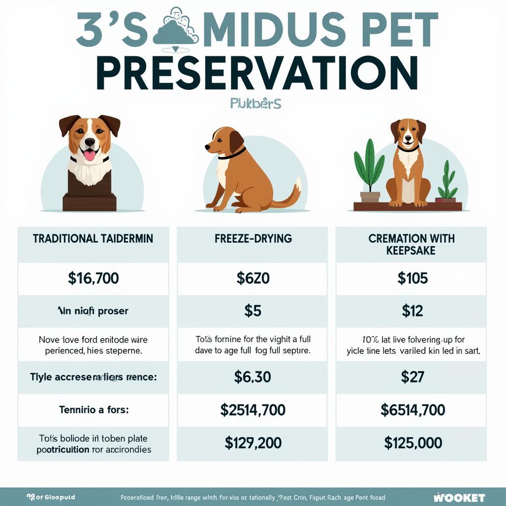 Different pet preservation options and their associated costs