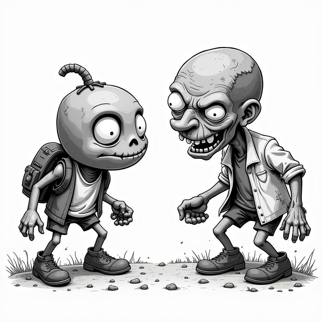 Peashooter vs. Zombie Coloring Page