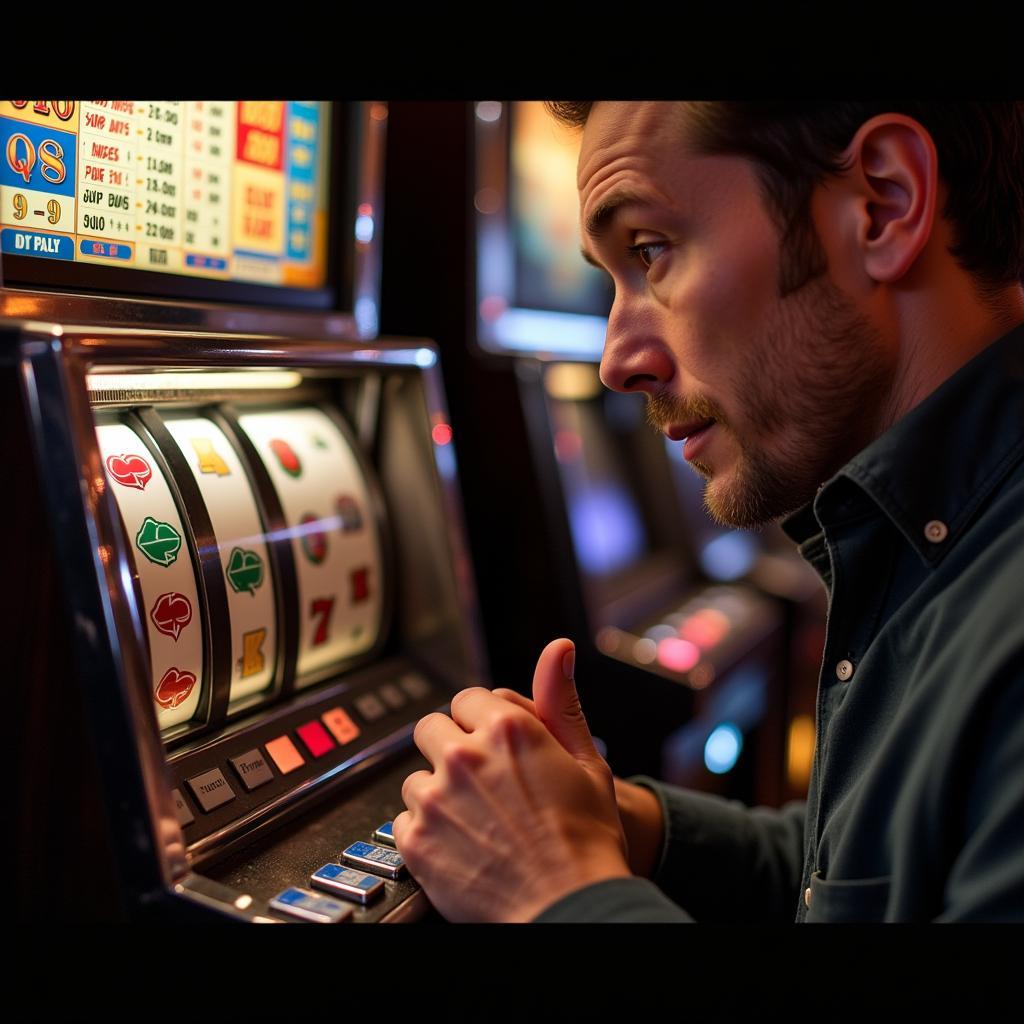 A player engrossed in the thrill of a naked slot machine