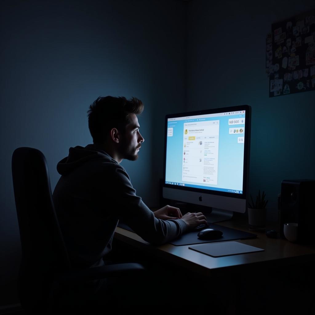 Person playing silent games on their computer