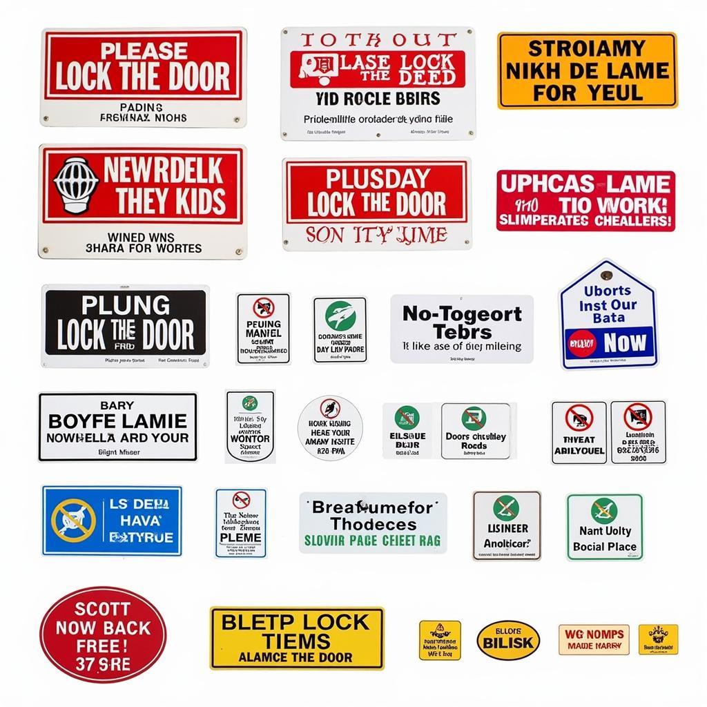 Variety of Please Lock the Door Signs