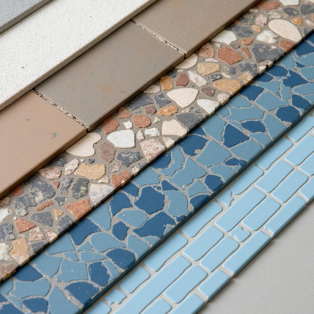 Various pool edge tile designs