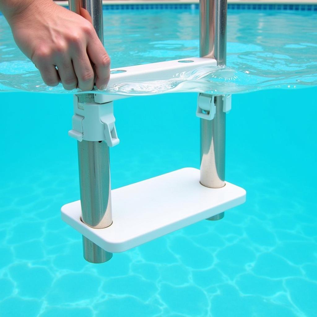 Installing a pool ladder platform