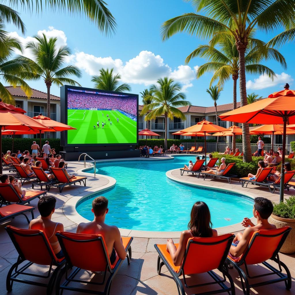 Poolside Football Viewing at Ambrosia Resort