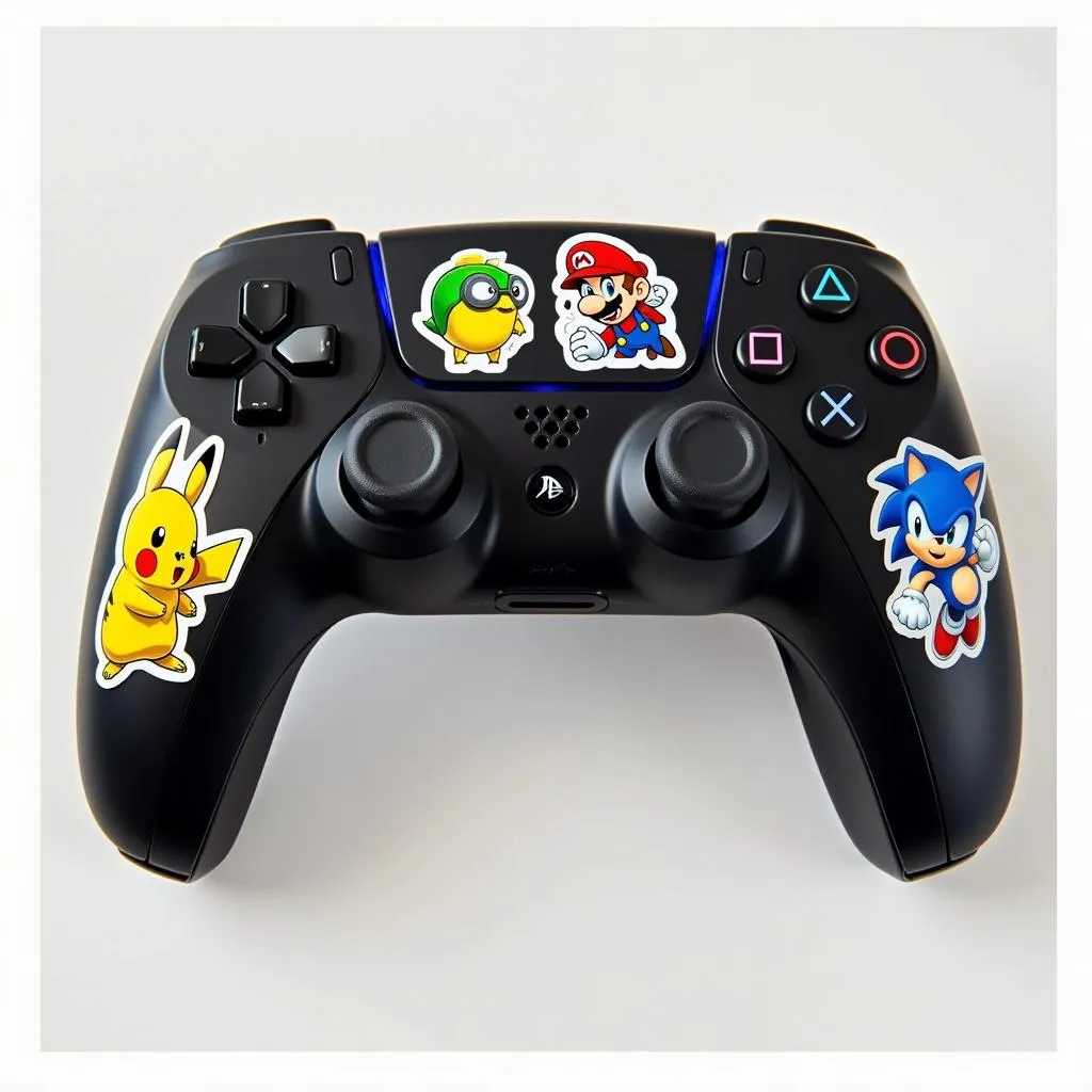 PS5 controller with gaming character stickers