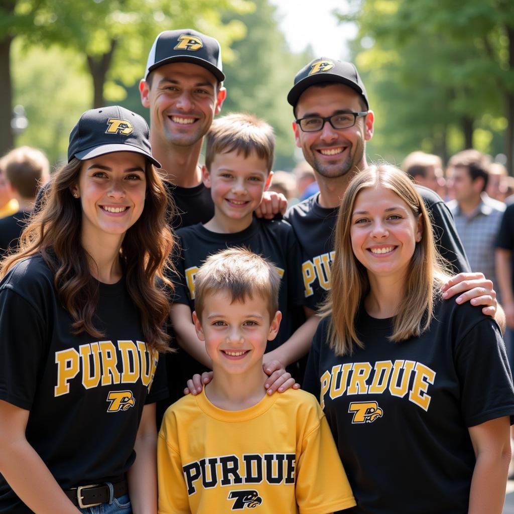 Family wearing Purdue Alumni Shirts at a Reunion