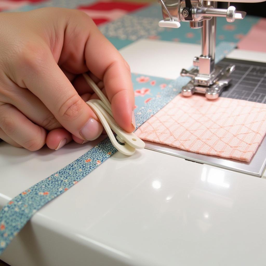 Quilter removing a seam