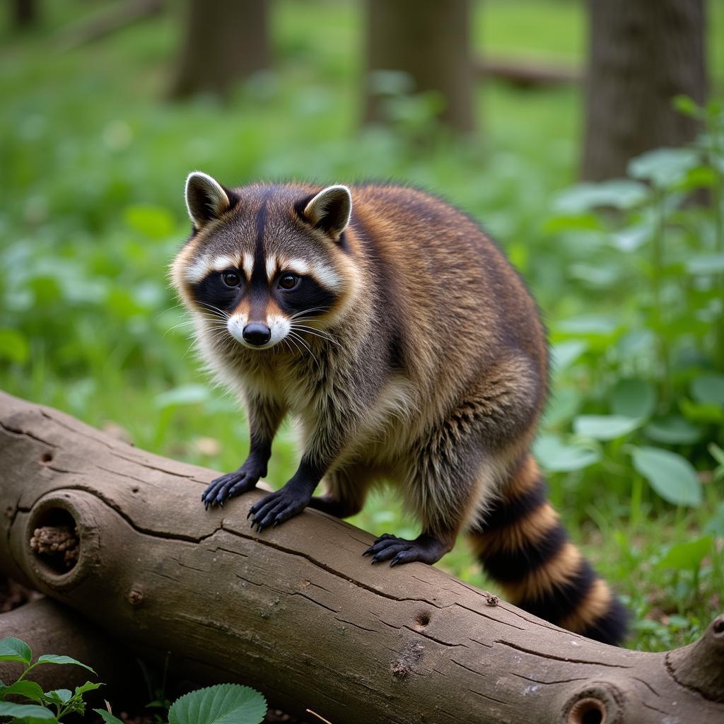 Raccoon exploring the wilderness