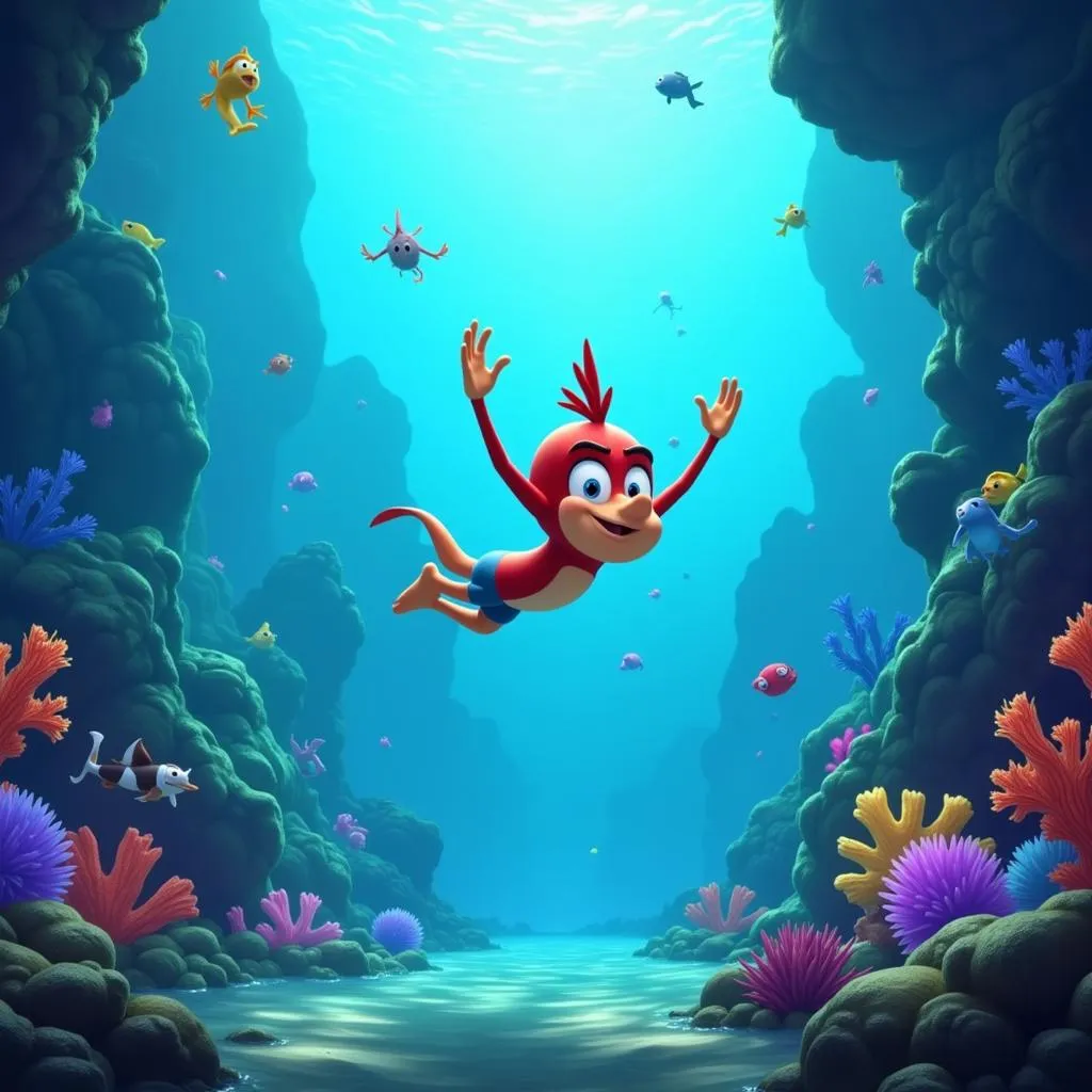 Rayman Origins underwater level gameplay