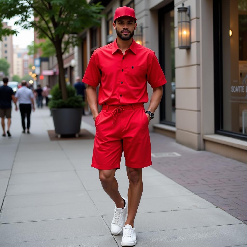 Red Romper Male Street Style Inspiration