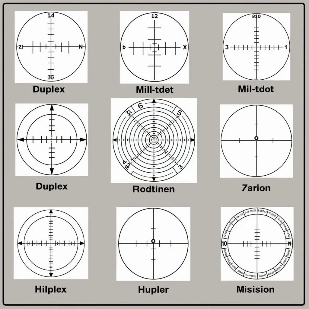 Different Reticle Styles in Schematic Sniper Scopes