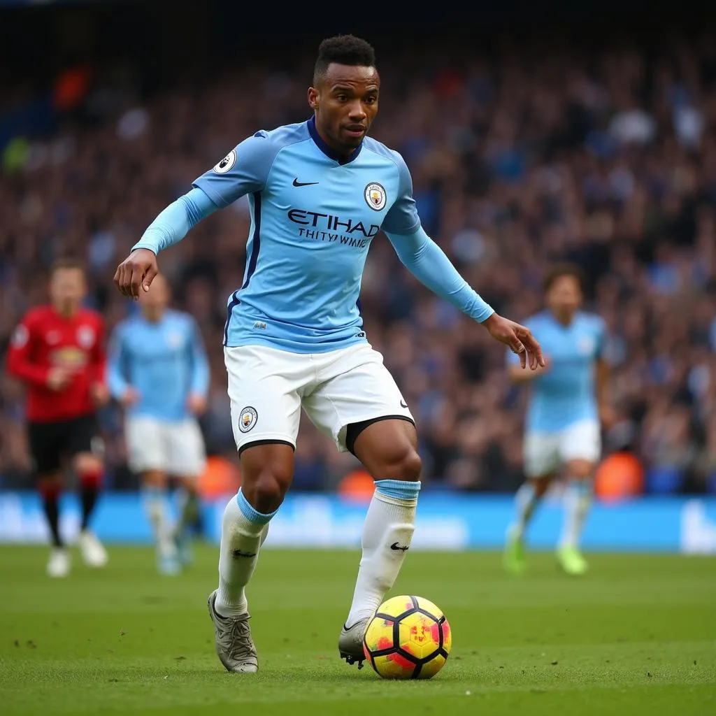 Rico Lewis playing for Manchester City