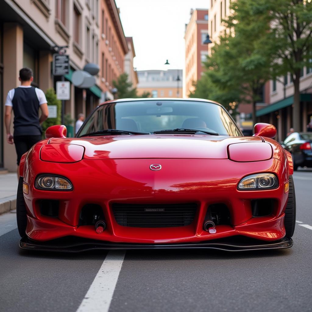 Red Rocket Bunny RX7 on the street