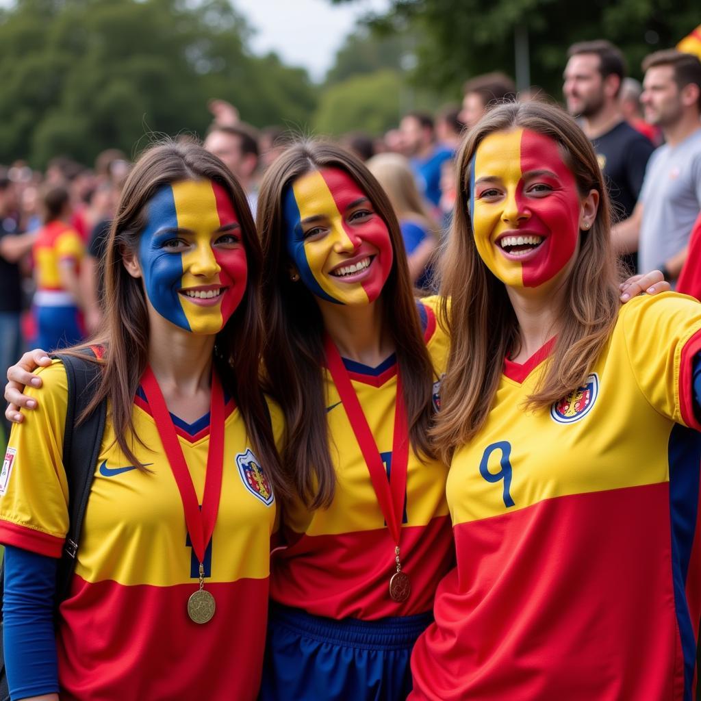 Romanian Fans Showcasing the New Euro 2024 Kit