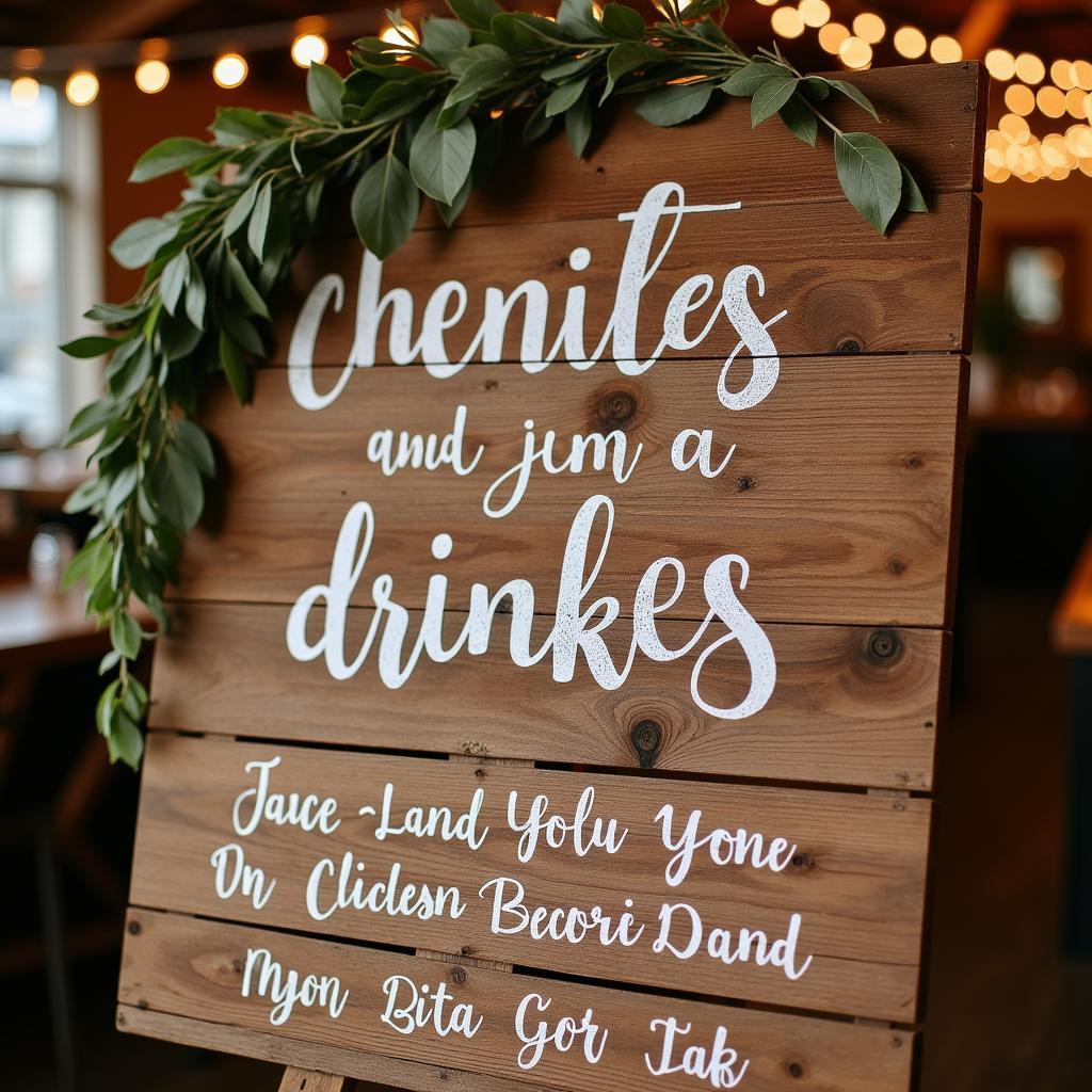 Rustic Wedding Drinks Sign