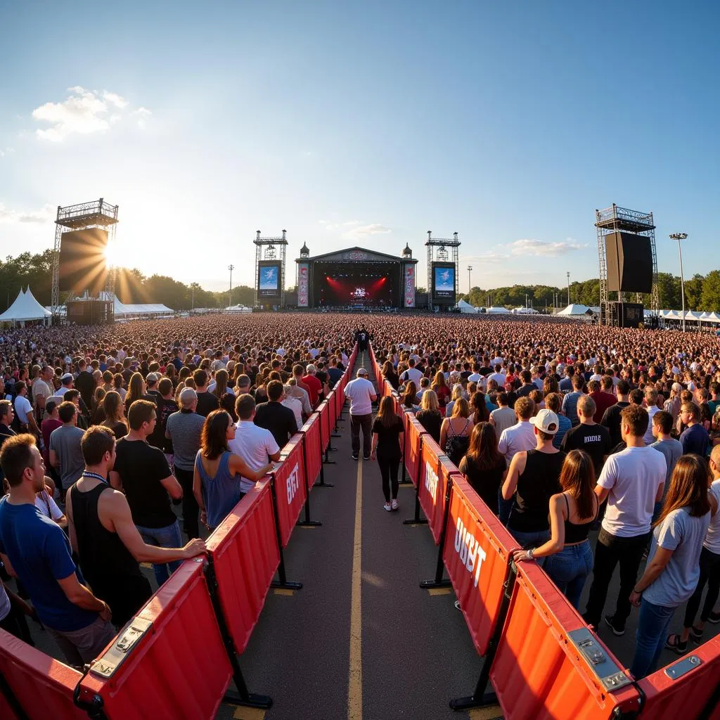 Sawhorse Barricades Used for Crowd Control at a Concert